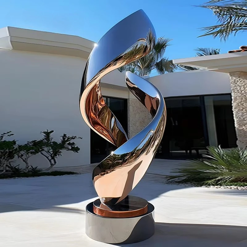 Stainless Steel Garden Sculpture Hotel Lobby Art Statue Water Feature Decoration