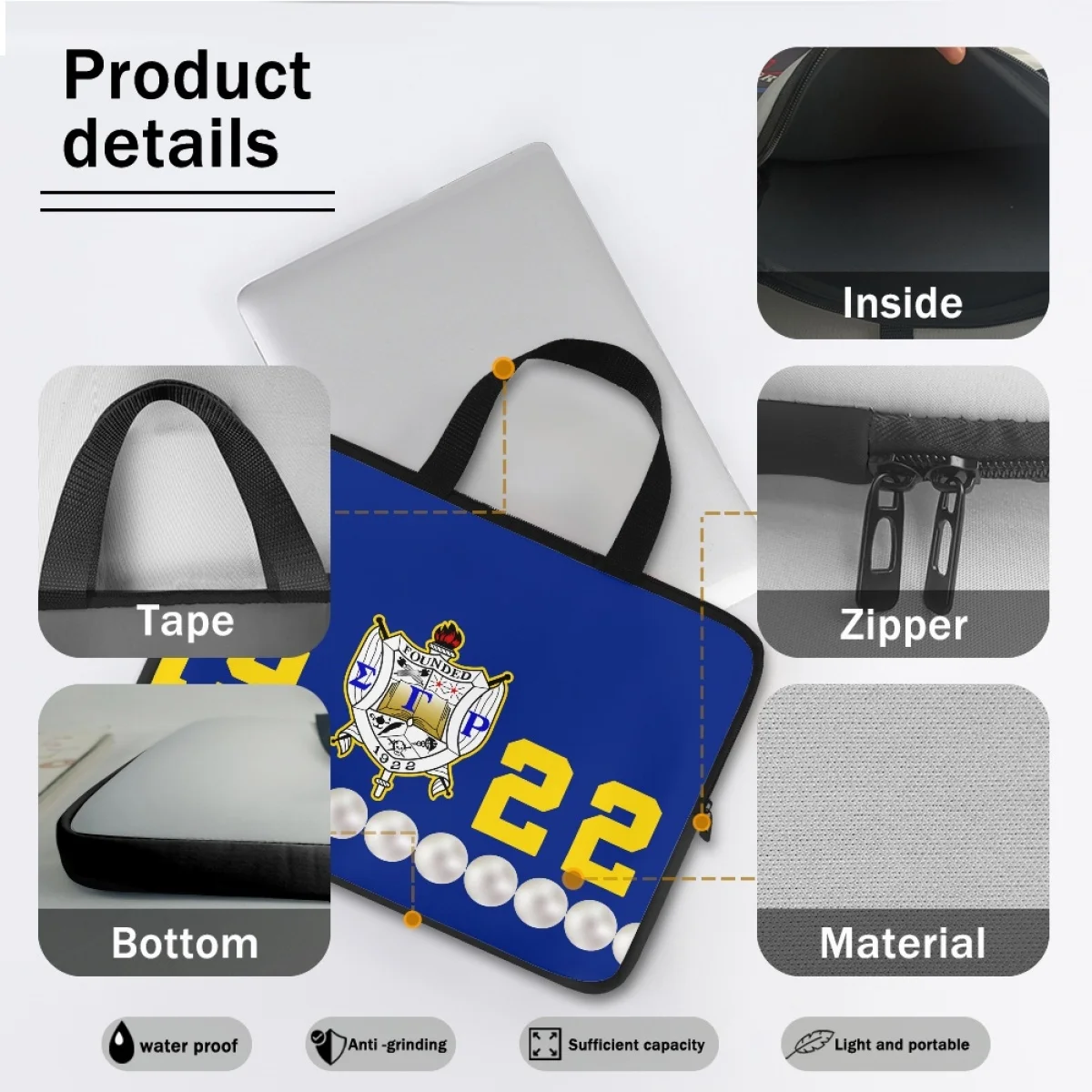 حقيبة كمبيوتر لوحي 2023 من سيجما غاما Rho 1922 بتصميم فاخر لؤلؤي حقائب للحاسوب المحمول حقيبة يد للحاسوب الشخصي 10 12 13 15 17 بوصة هدية للإناث