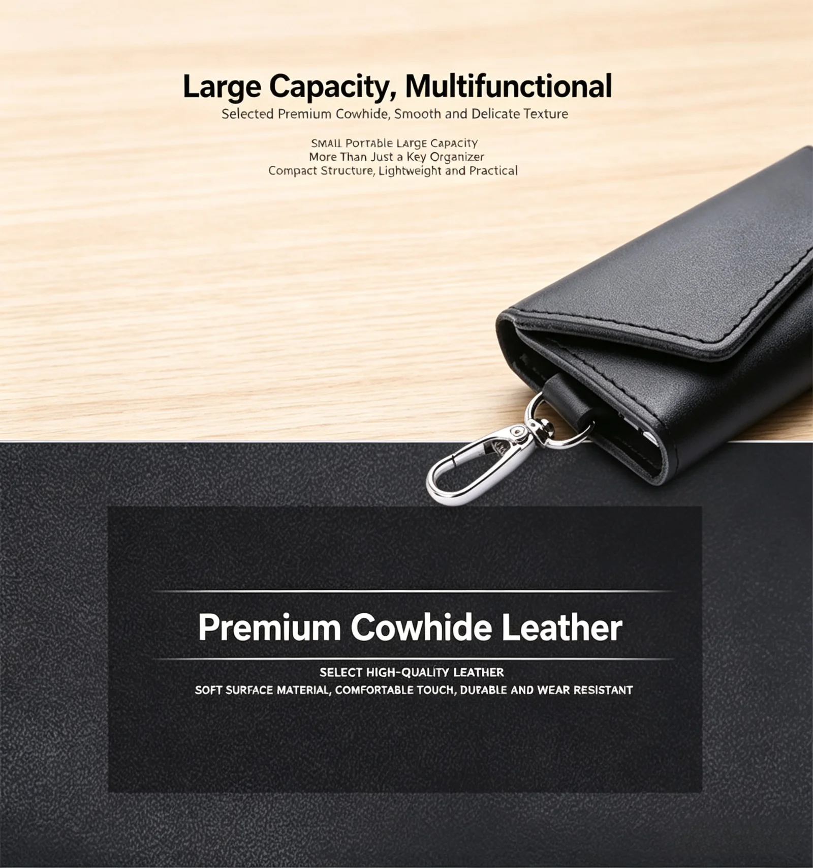 Echtes Leder Schlüsselanhänger Schlüsselhalter Organizer Tasche Autoschlüssel-Geldbörse Haushaltshelfer-Etui Mini-Kartenetui für Männer und Frauen Hochwertiges Geschenk – Detail 6