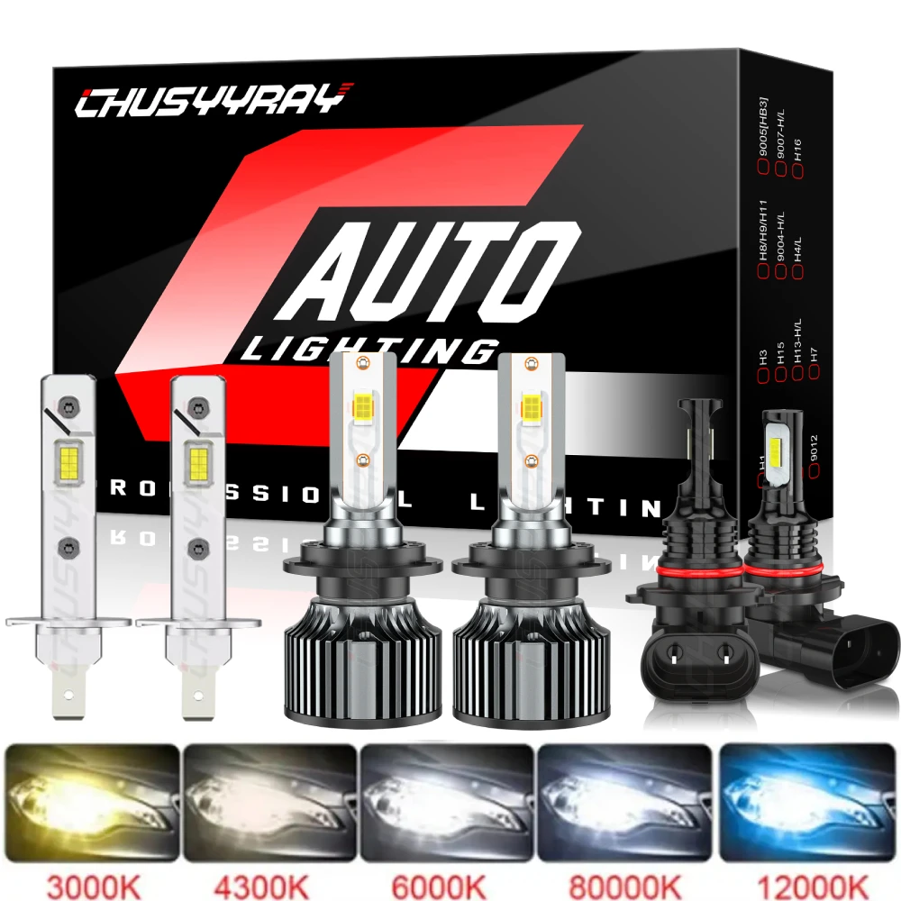 

6x H1 H7 9006 Canbus Светодиодные фары дальнего/ближнего света Противотуманные фары Комбинированные 12 В 6500 К 20000LM IP68 Водонепроницаемые 1:1 Тот же размер Plug and play