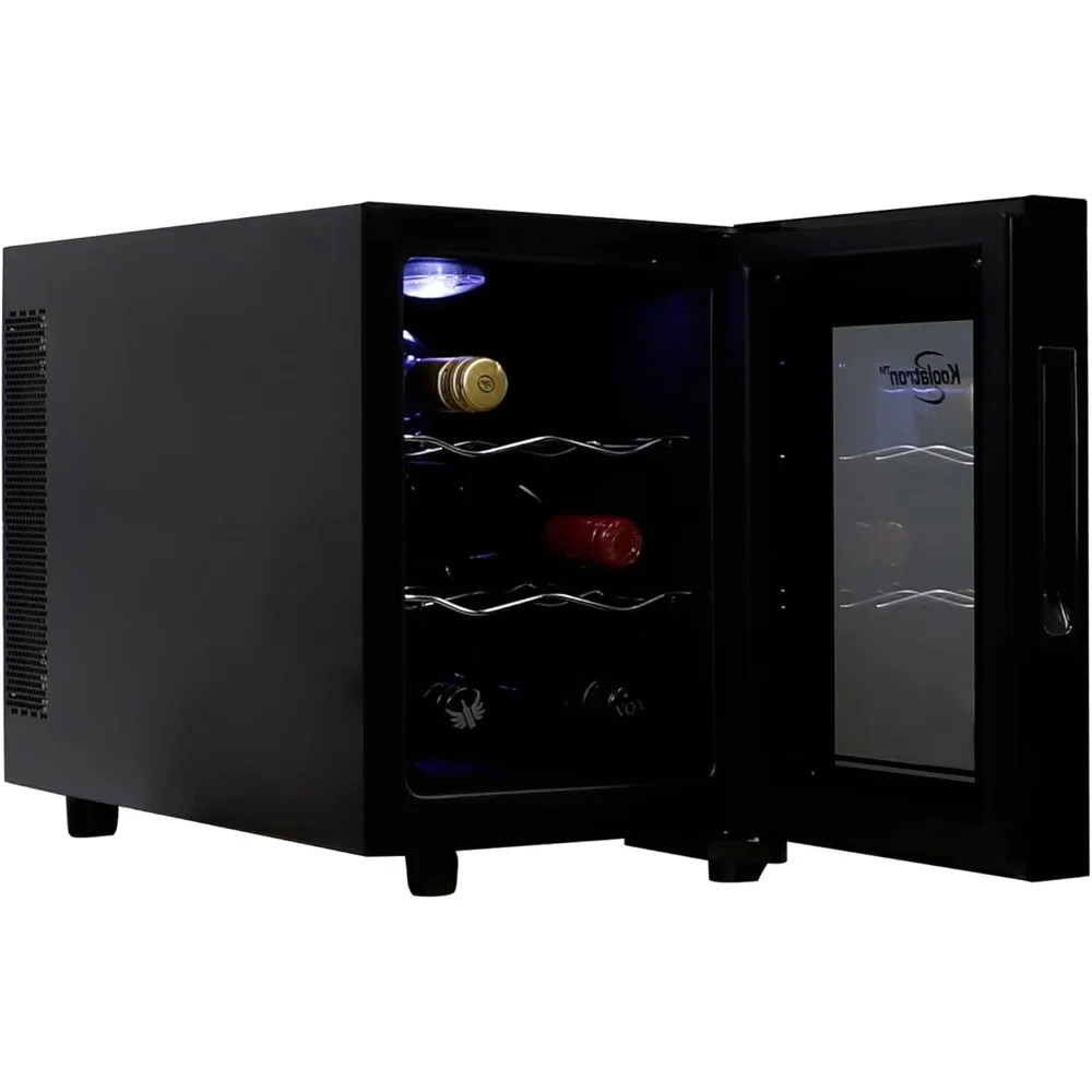 

6 Bottle Wine Cooler, Black, Thermoelectric Wine Fridge, 0.65 cu. ft. (16L), Freestanding Wine Cellar, Red, White