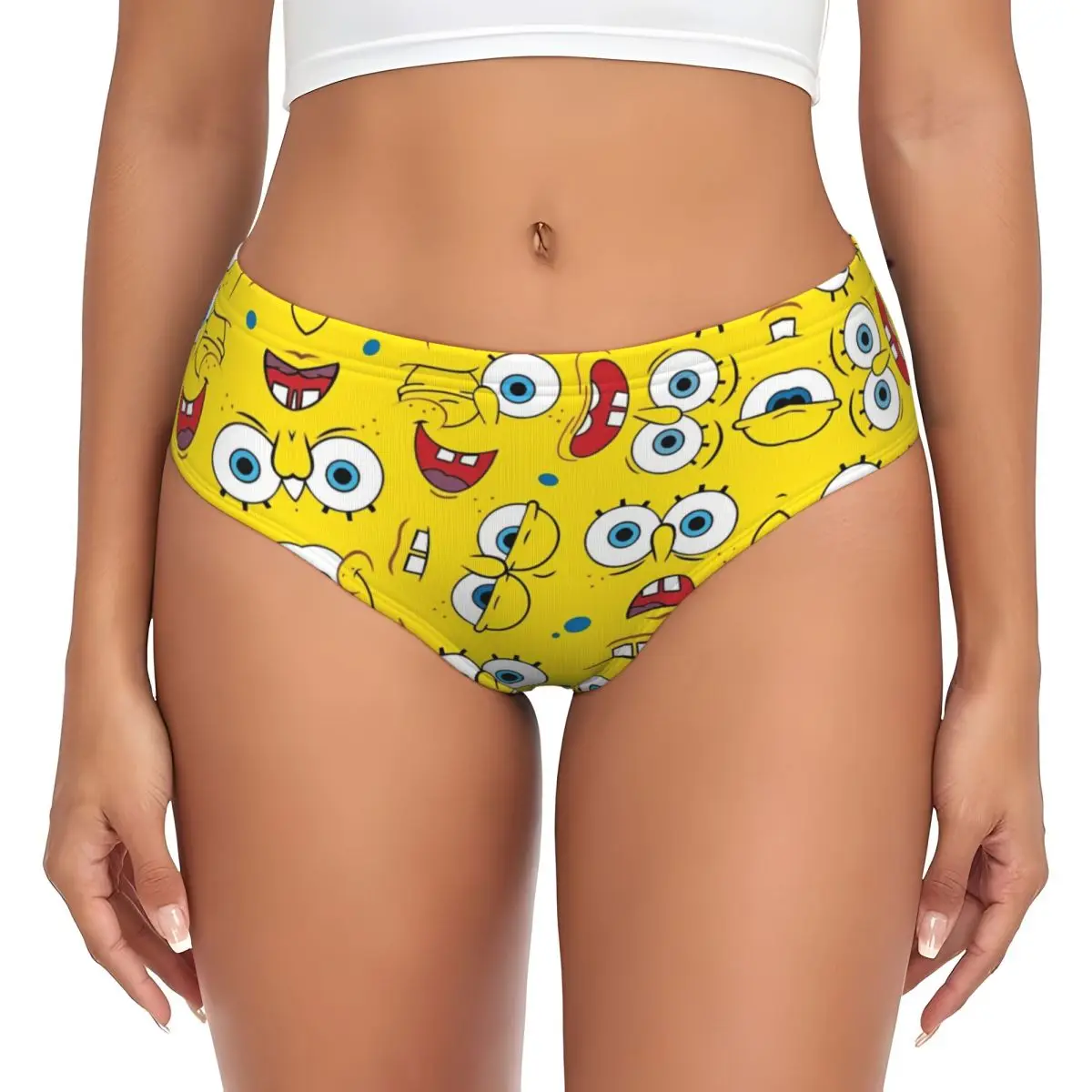 Cute SpongeBobed Kids Cartoon Anime Women Underwear Brief Full Coverage No Show High Waisted Ladies Panties