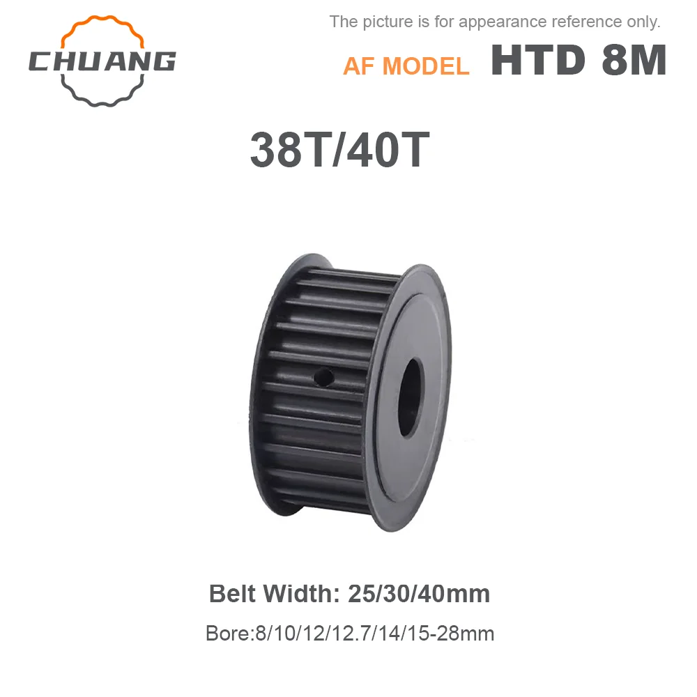 

AF-Type 45 steel HTD 8M Timing Belt Pulley 38T 40Teeth Keyway Hole 8/10/12/12.7-28mm For 25/30/40mm Wide Belt 38T 40T 45 steel