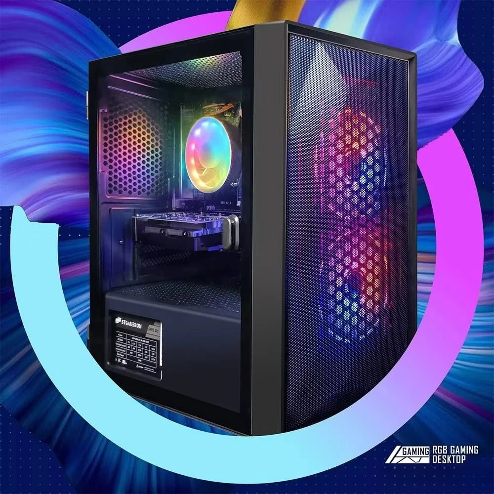 Popular.Prebuilt Gaming PC Desktop, AMD Radeon RX 550 4G GDDR5, Intel Core I5 3.3Ghz up to 3.7Ghz, 16G Ram, WiFi, BT 5.0, RGB Mo