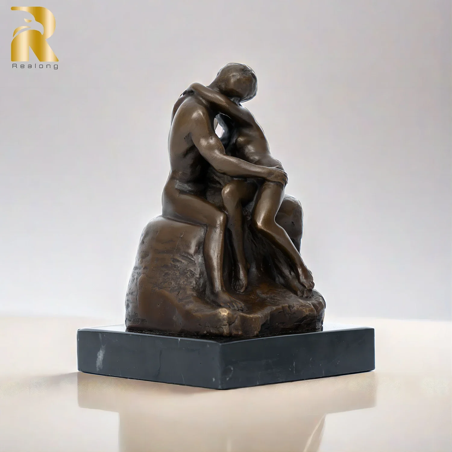 The Kiss Bronze Statues Famous Lovers Figurine Rodin Bronze Kiss Sculpture For Home Decor Table Ornament Valentine's Gifts