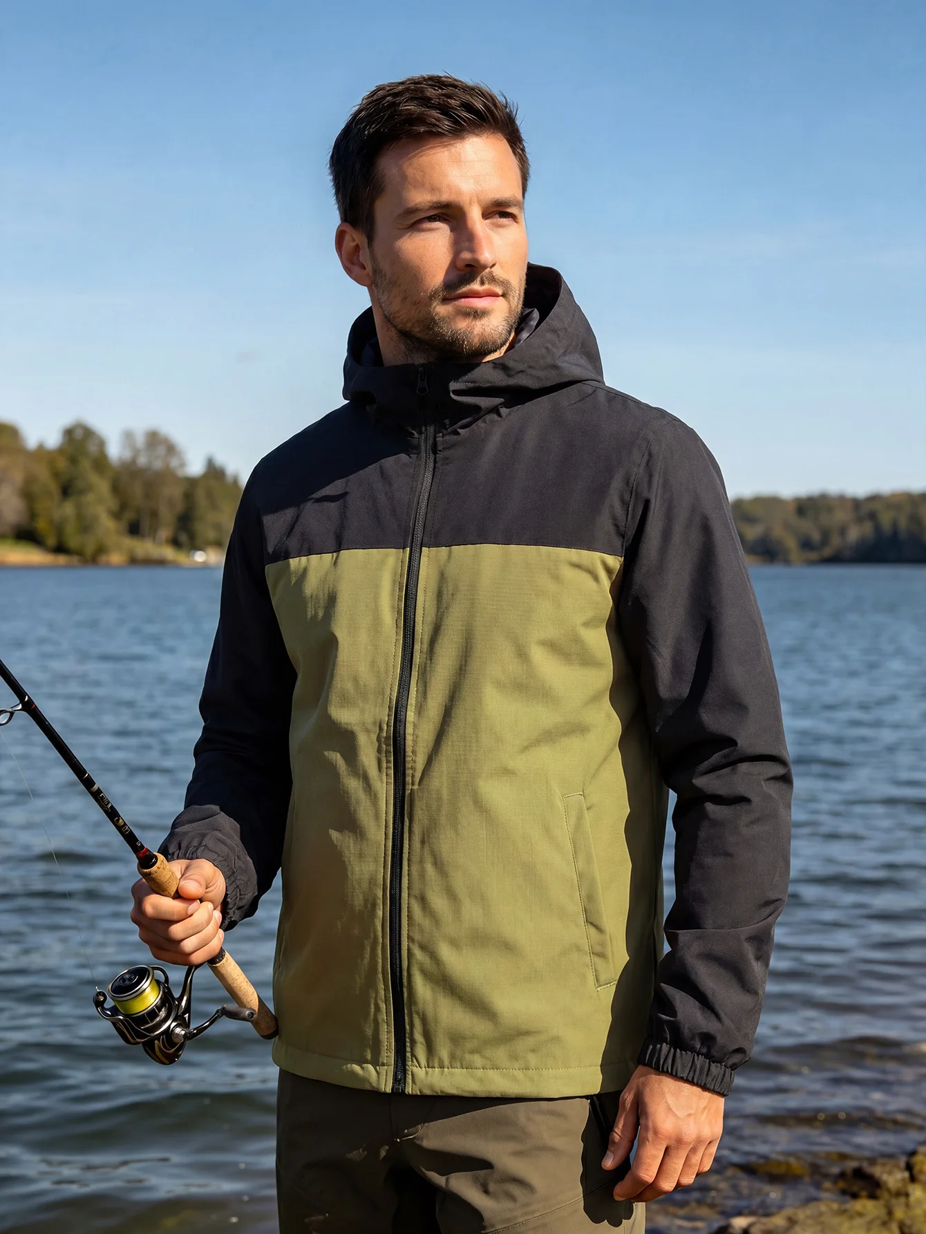 Autumn New Men's hooded jacket Outdoor Men's Waterproof Jacket Tops is suitable for Men's Outdoor Fishing and Mountaineering