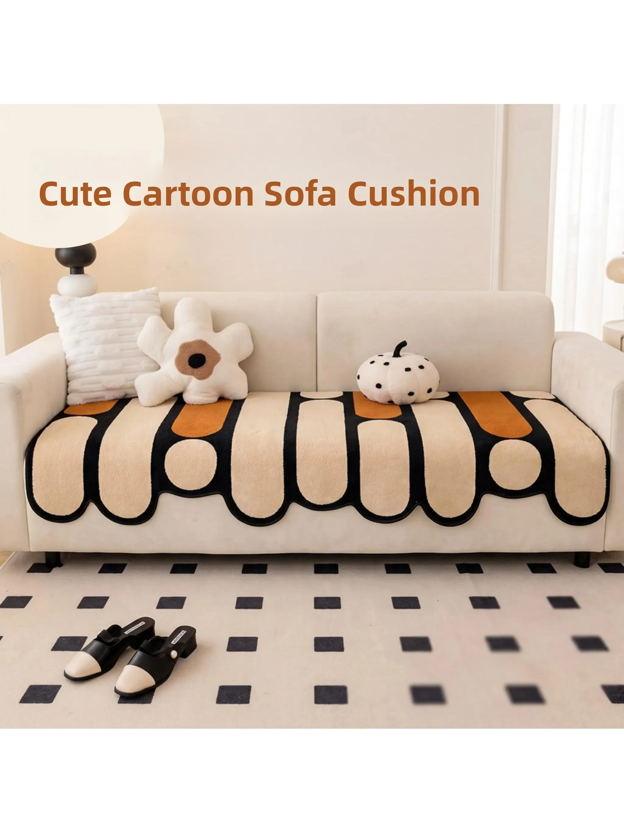 Thickened Flocking Sofa Cushion Anti-Slip Simple Style Four Season Dopamine Sofa Cover Cloth High-End Sofa Set Home Decor