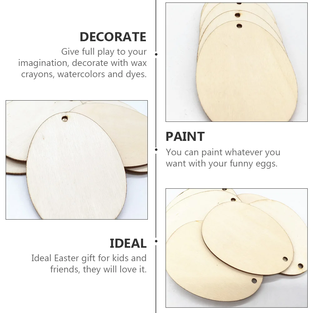 

20Pcs Wooden Easter Egg Chips DIY Crafts Durable Painting Wooden Ornaments Creative Supplies Easter Egg Chip