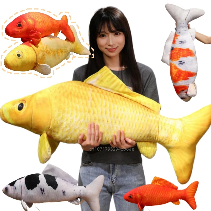 30-100cm Simulation Koi Fish Plush Toy Pillow Lifelike Colorful Red Gold Goldfish Plush Toy Home Decoration Gift For Children