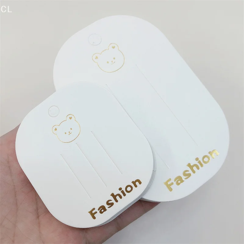 بطاقات عرض ربطات شعر للأطفال يمكنك صنعها بنفسك، عبوة مكونة من 50 كرتونة على شكل دب صغير لأعمال إكسسوارات الشعر