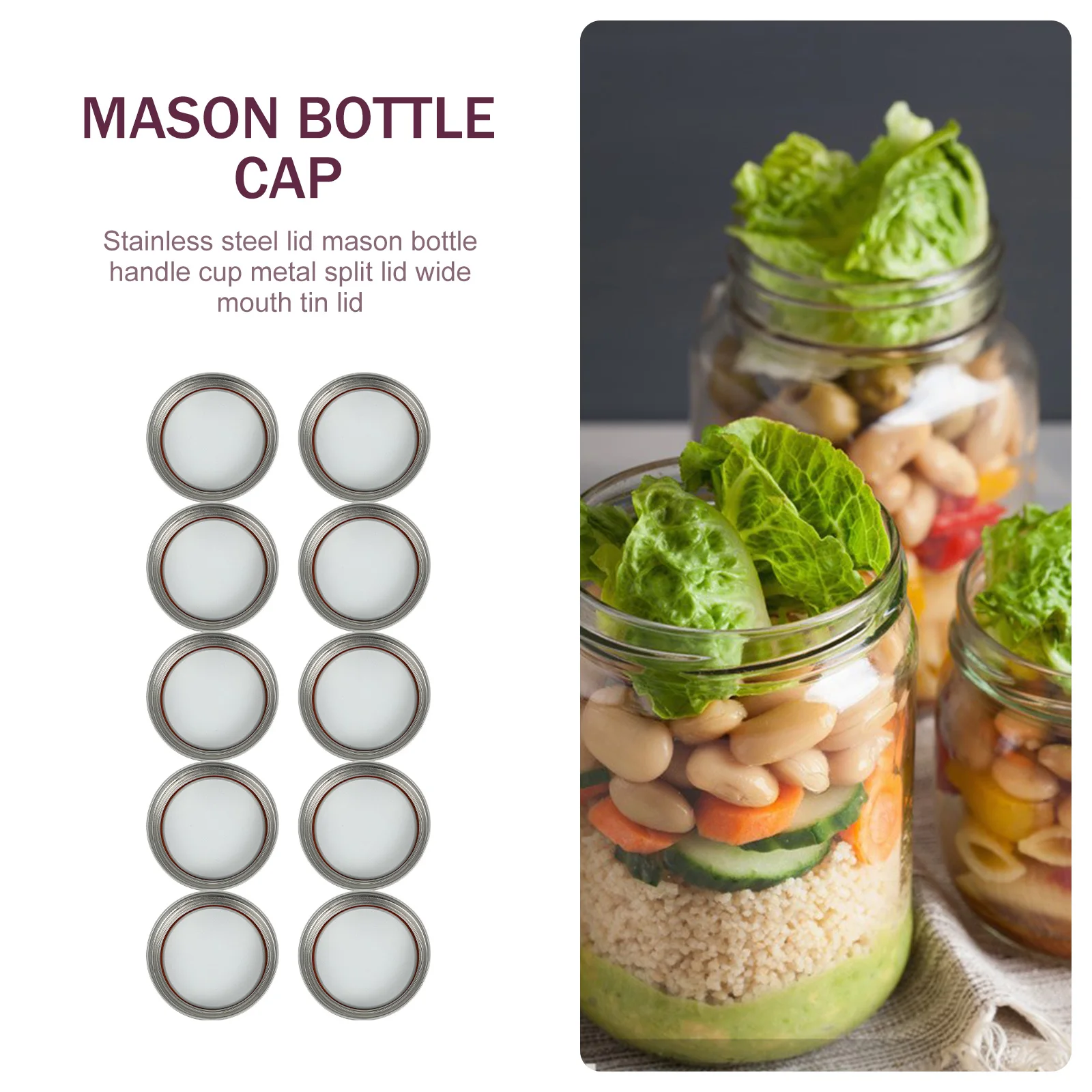 

1 Set Of Metal Two-Piece Iron Canning Lids Airtight For Mason Jars Freezer Microwave Dishwasher Safe Round Jar Lids Tinplate
