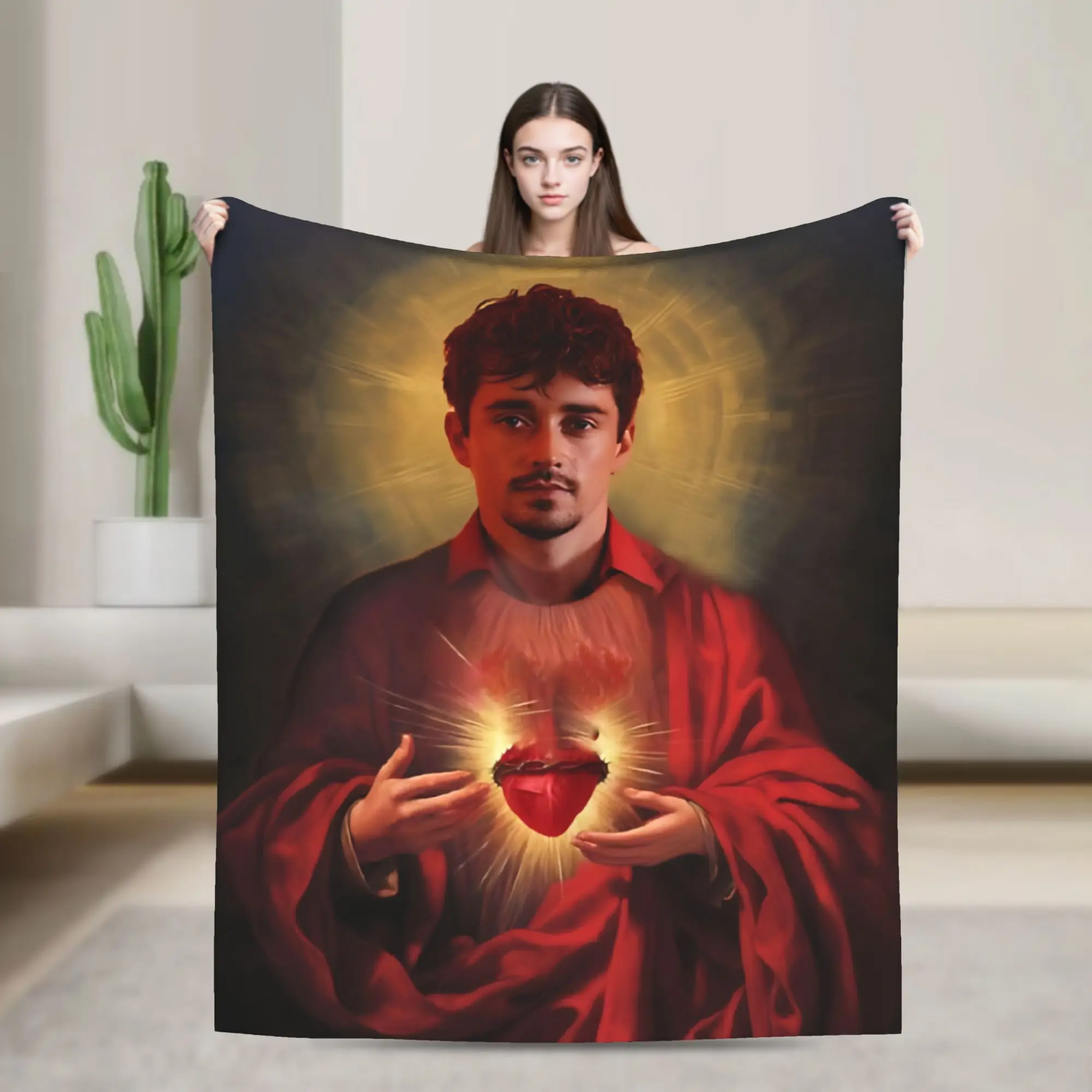 C-Charles L-Leclerc  Jesus Premium Wool Blanket  Awesome Throw Blankets for Home 125*100cm Plush Thin Quilt