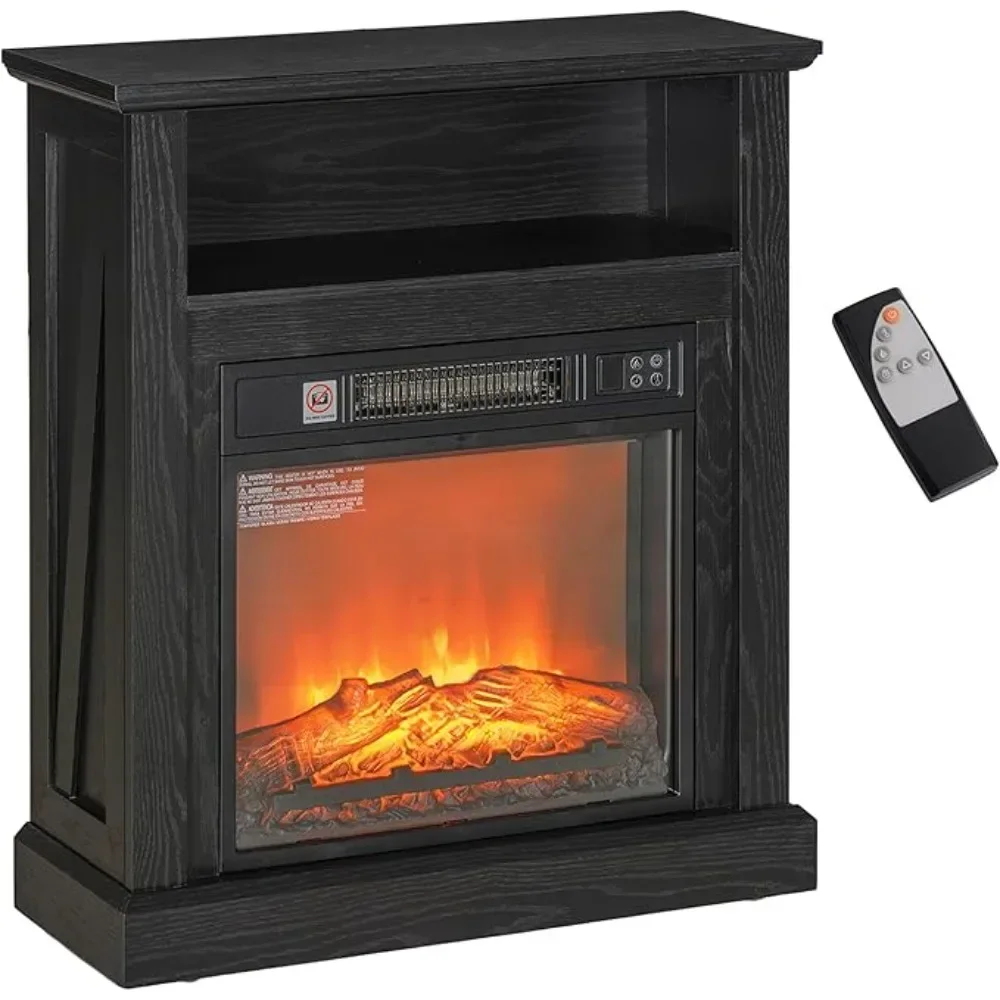 

27" Electric Fireplace with Mantel Surround, 1400W Replaceable Fireplace Insert Heater with Realistic Log and Flame Effect，