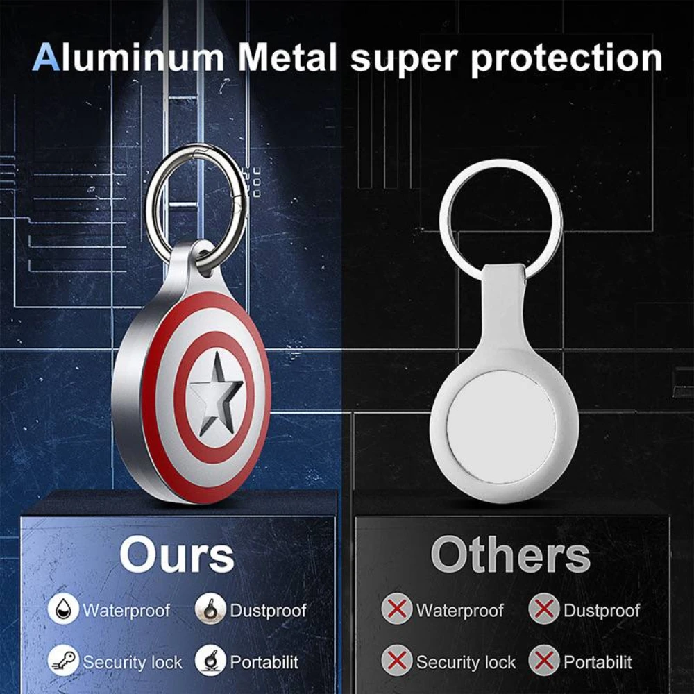 Para Airtag Case IPX8 Impermeável Keychain para Apple Air tag Holder Protetor de metal de alumínio para carteira Bagagem Gato Cão Animais de estimação