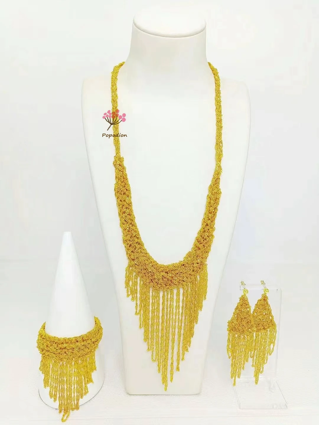 New Dubai 24K Gold Plated High end Customized Necklace, Earrings, Bracelet for Women's Wedding Jewelry Set DD10494