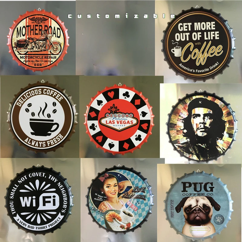 

Beer Bottle Cap Beer Vintage Metal Tin Signs Capsules Cafe Bar Signboard Wall Decor Shabby Chic Retro Plaque Metal Poster