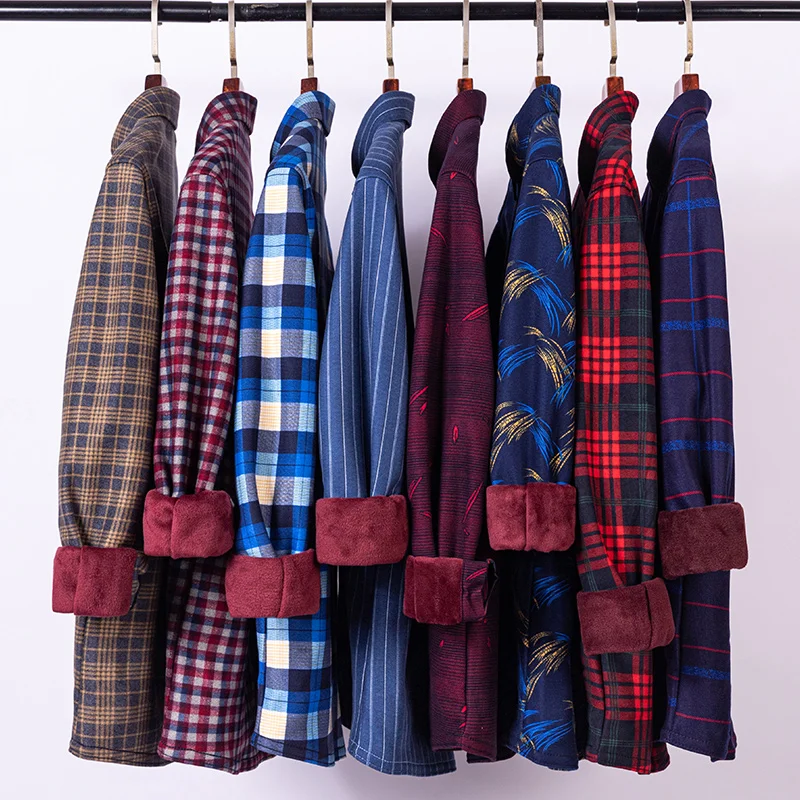 Мужская рубашка с длинными рукавами и двусторонним флисом, теплая и морозостойкая, утолщенная флисом, 8XL, 9XL, повседневная и модная.