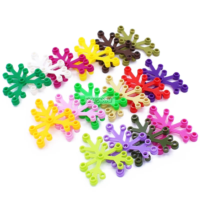 Marumine 50PCS Leaves Block Flower Tree Parts Compatible 2417 Classic MOC Build Brick Construction City Street View Accessories