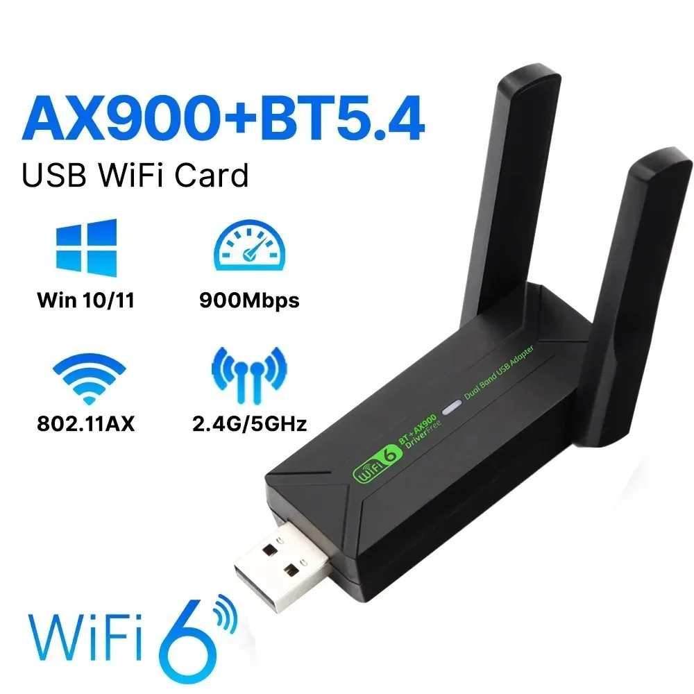 

AX900 WiFi 6 USB Bluetooth 5.4 адаптер 2,4G 5G антенны WiFi6 USB сетевой приемник ключ драйвер бесплатно