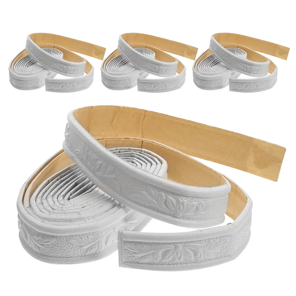 

4 Rolls 4cm Wide Self Adhesive PVC Wall Border Trim Strips for Waistline Baseboard Ceiling Crown Molding Peel Stick Decorative