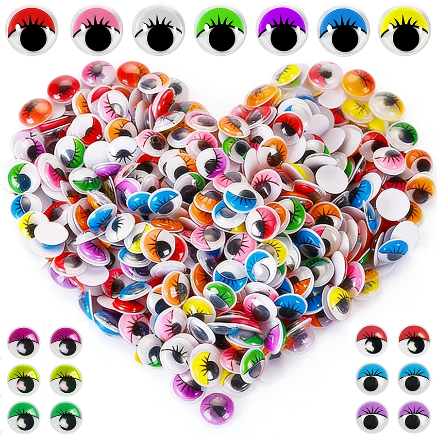 100/300/500 Piezas de Ojos Móviles Adhesivos (0.8-1.5cm) - Suministros de Manualidades Coloridos para Hacer Muñecas, Decoraciones Hechas a Mano, Scrapbooking