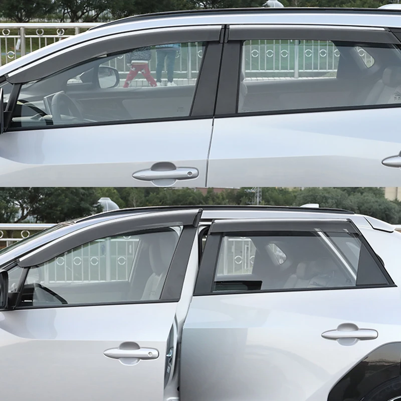 

Car Accessories For 2023 Toyota bZ4X ABS Door Window Visor Vent Shades Sun Rain Guard 6PCS waterproof