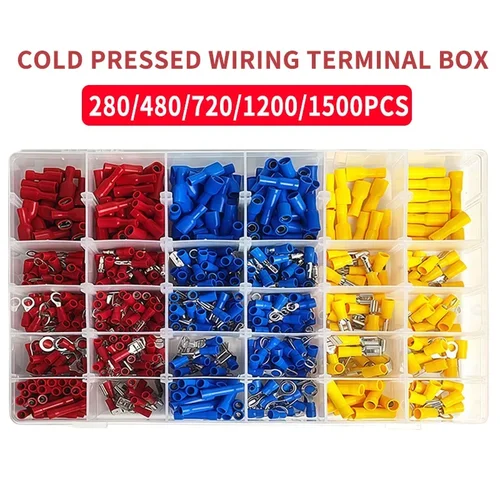 Imagen 2 del producto Caja combinada de terminales de cableado prensado en frío, 280/480/720/1200/1500 Uds., con terminales de conexión de cableado rápido