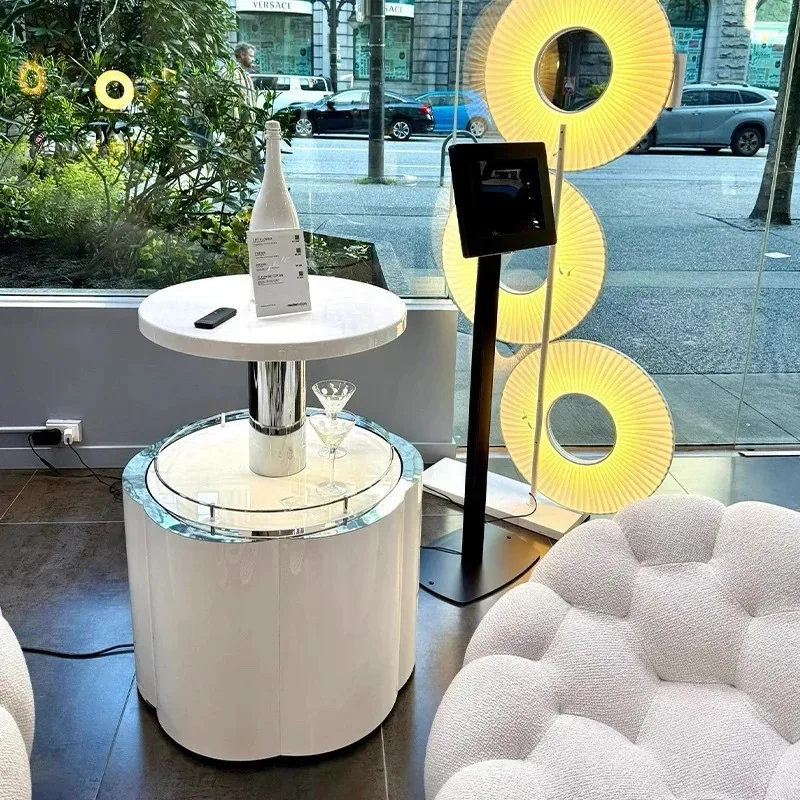 

Italian light luxury stainless steel wine cabinet restaurant postmodern villa high-end art designer solid wood petal wine