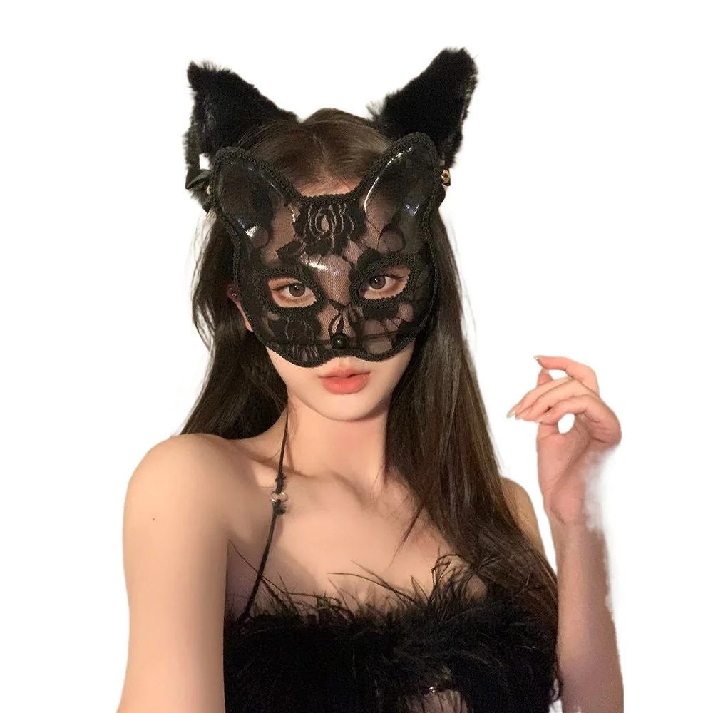 Halloween Sexy Volwassen Kant Masker Maskerade Partij Kat Oren Vrouwelijke Half Gezicht Catwoman Masker Cosplay Grappige Vrouw Heren Kostuum Anime
