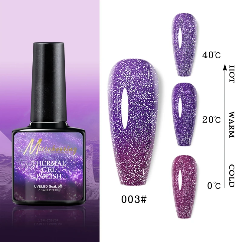 Esmalte de uñas de Gel térmico brillante, 3 capas de temperatura, cambio de Color, barniz semipermanente, herramientas de Gel para decoración de uñas Uv