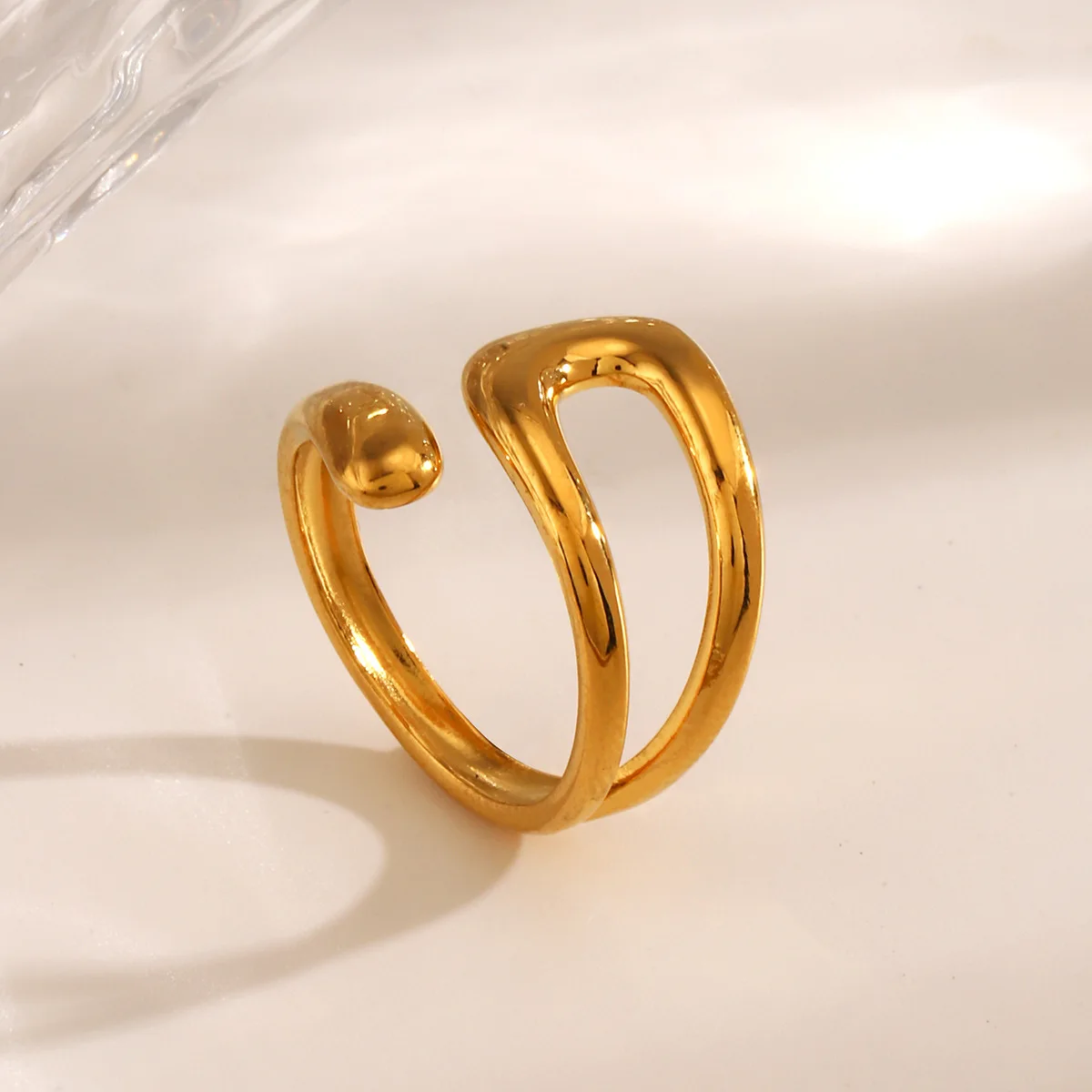 Geometric Cutout Open Rings Minimalist Hip Hop Adjustable Stackable Ring For Women Unique Hollow Design Dainty Jewelry Gift