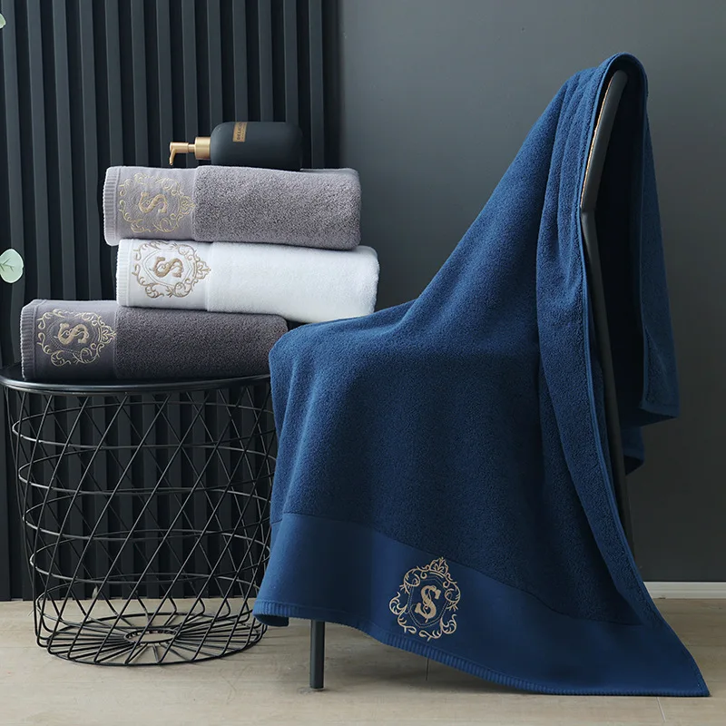 Luxury Bath Towel Embroidered Bathroom Towels Cotton Soft Highly Absorbent Patterned Bathroom SPA Shower Cloth Large Size 80x150