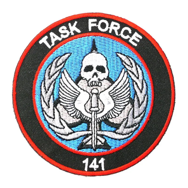 TASK FORCE 141 CODE Patch Call of Duty Embroidered Patches Hook Loop Armband  Skull Morale Tactical Badge Sticker on Backpack