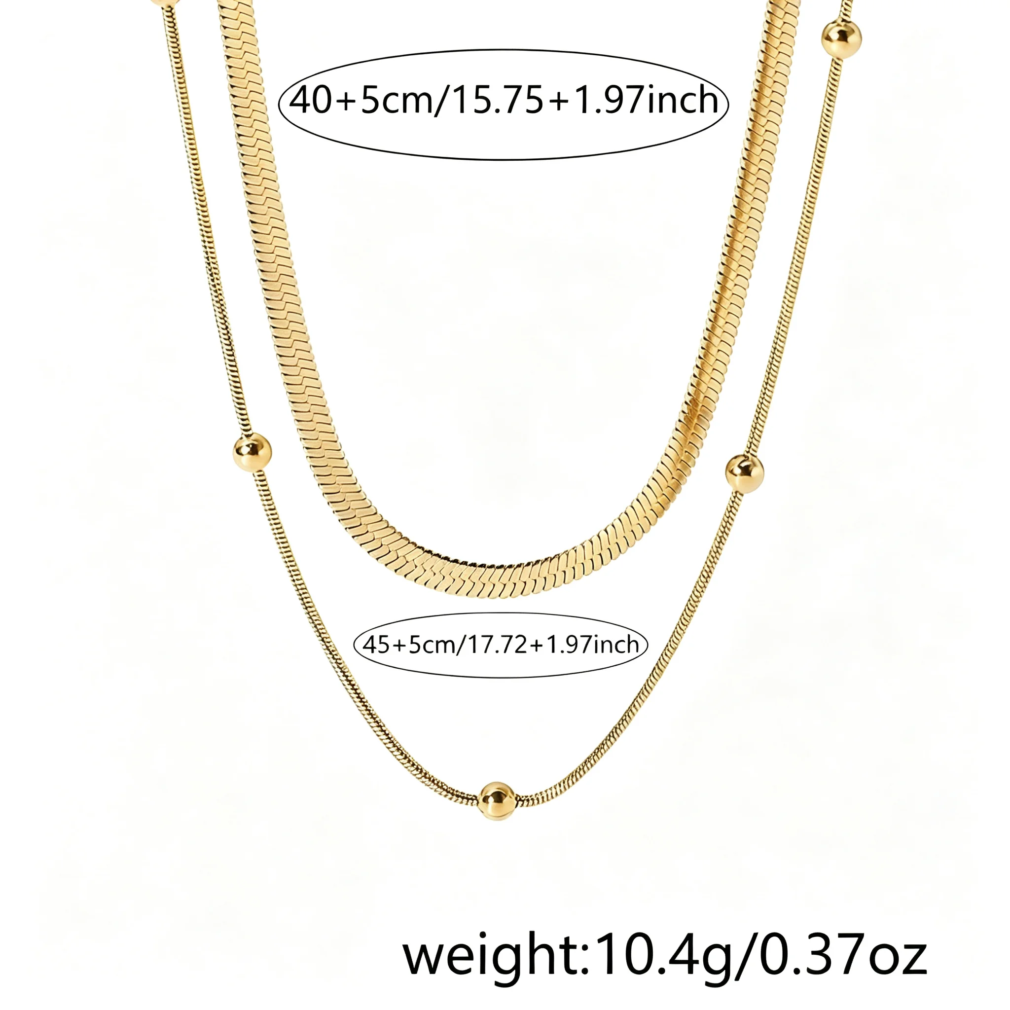 2-Piece Set of Women's Luxurious Classic Lightweight Double-Layer Stackable Stainless Steel Necklaces, Suitable for Everyday Wear