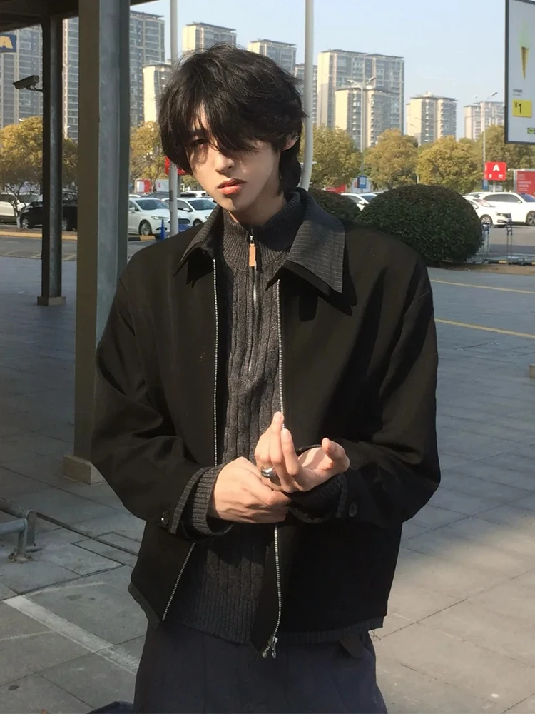 

Весенняя молодежная модная куртка в полоску с лоскутным узором для мужчин, с воротником-стойкой, ветрозащитная, на молнии, повседневная верхняя одежда