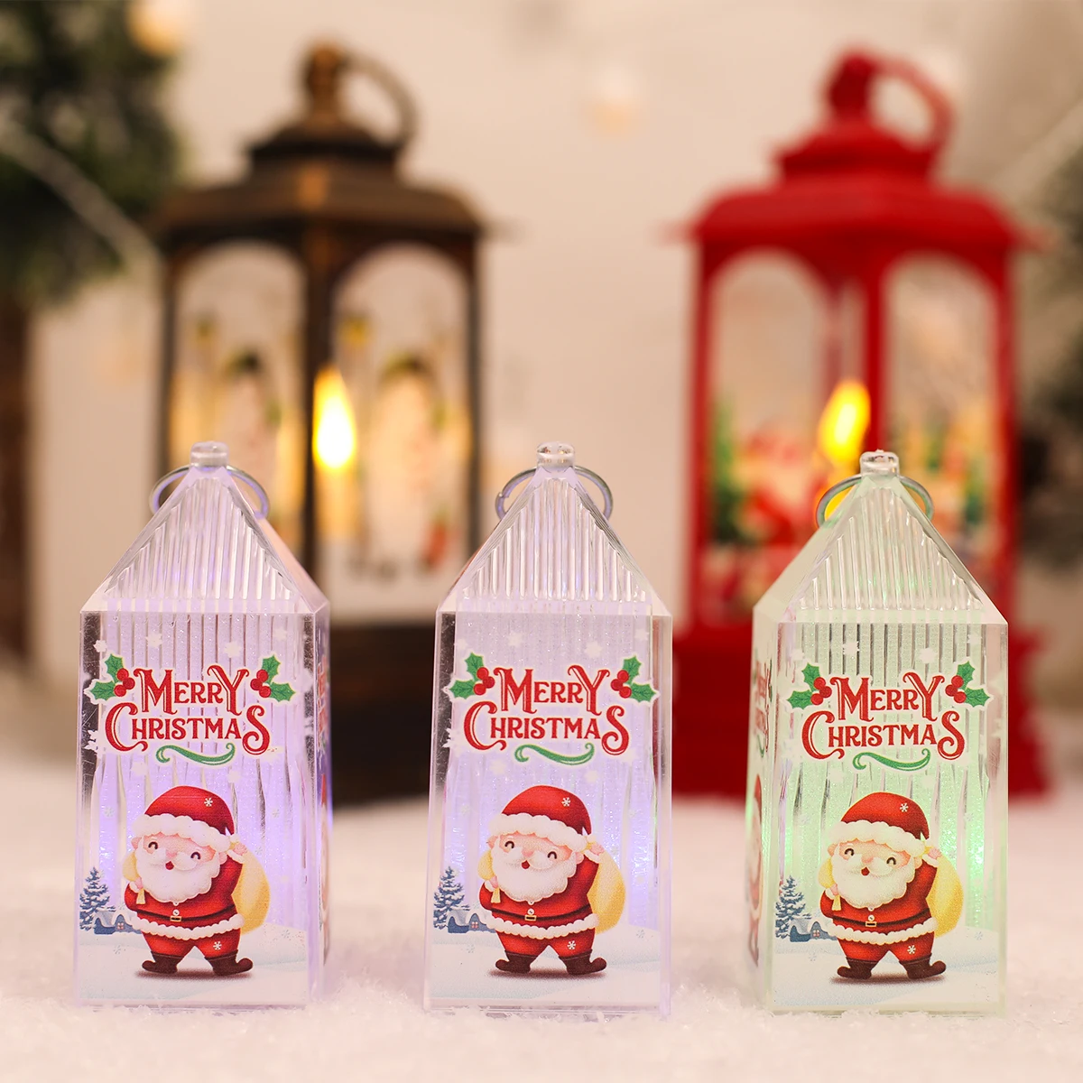 Christmas Lantern Candle Night Light Ornament Santa Claus Lamp Christmas Decoration 2024 for Home Natal Xmas Gift New Year 2025