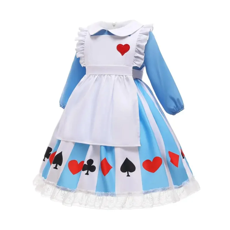 Alice Anime Cosplay Costume para Crianças, Lolita Princess Dress, Halloween Maid Clothes, Vestido de festa de aniversário para meninas, Vestido Sissy para criança