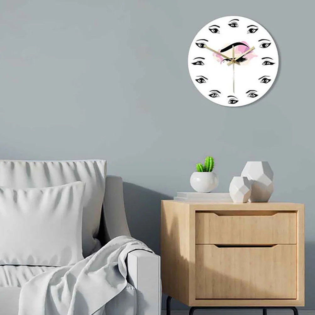 

Lash Eyelash Pattern Round Wall Clock Modern Silent Decorative Clock For Beauty Salon Room Home Office Living Room Household