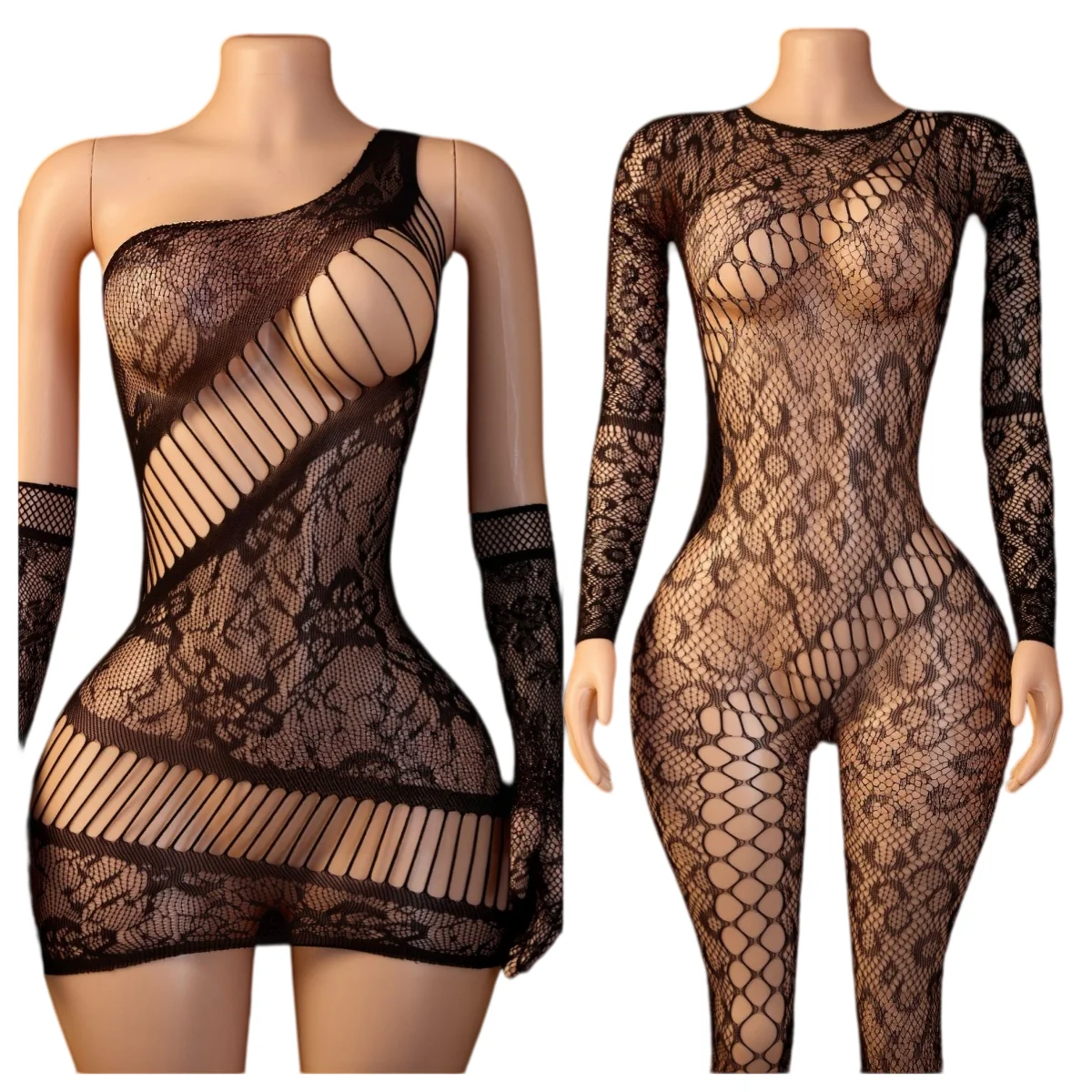 Women's Sexy Bodystocking Lingerie Hollow Fishnet Babydoll Crotchless Tights Erotic Costume Female Jumpsuits Adult Fashion