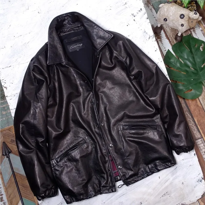 

Both men and women wear metallic vegetable-tanned calfskin leather coat