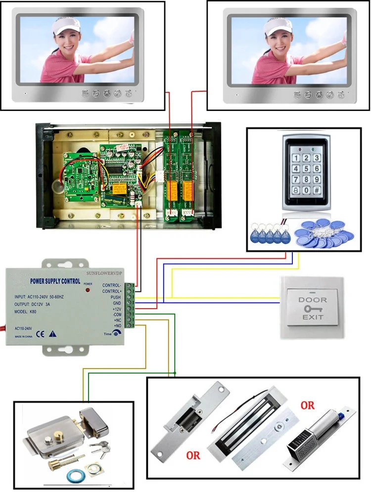 ドアベルキット,9インチLCDスクリーン,wifi,ワイヤレス,テレビ電話,2, 3,4,5アパート