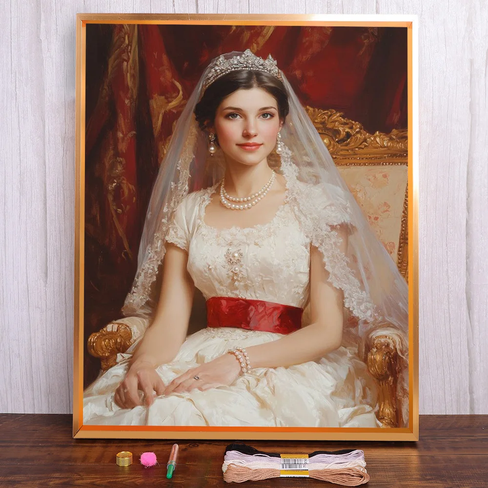 

Portrait Princess Printed Canvas 11CT Cross Stitch DIY Embroidery Complete Kit Hobby Craft Handmade Handiwork Gift Stamped Magic