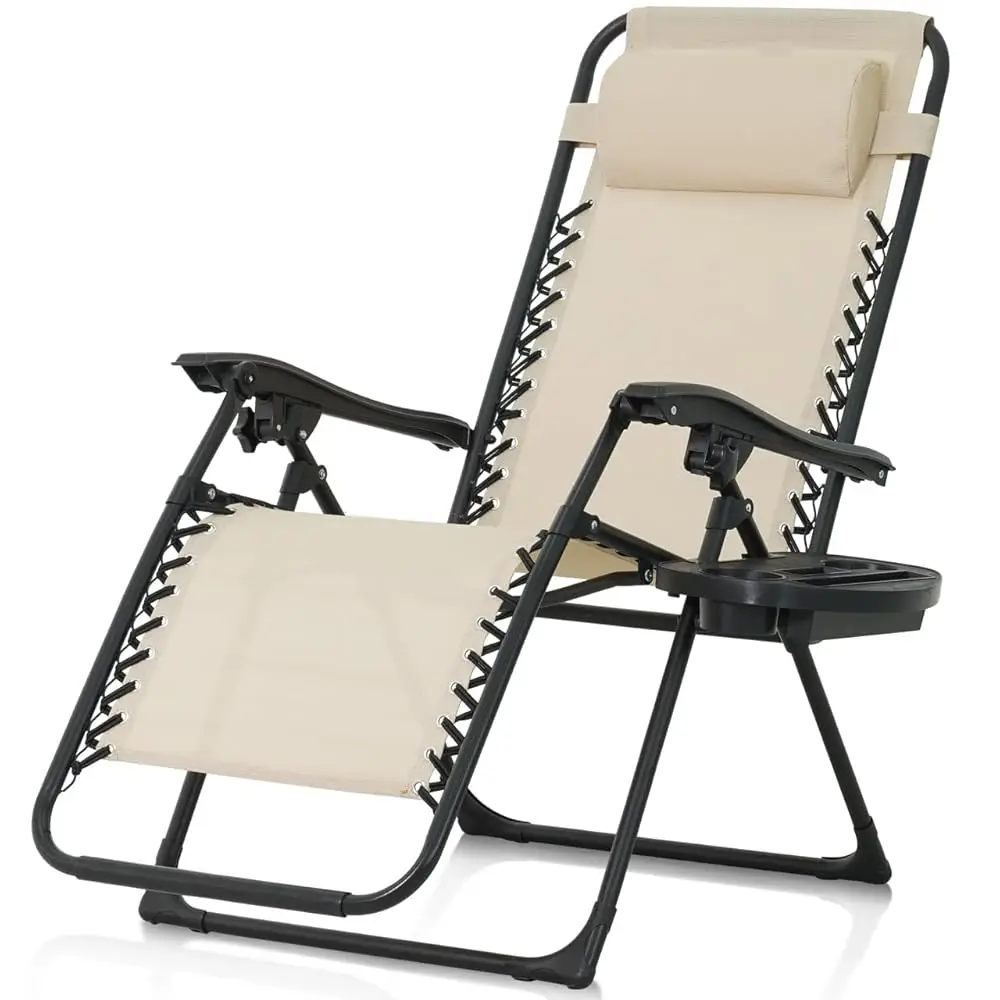 

Beige Zero Gravity Chair, Zero Gravity Recliner, Zero Gravity Lounge Chair, Reclining Outdoor Chair, Anti-Gravity Chair For