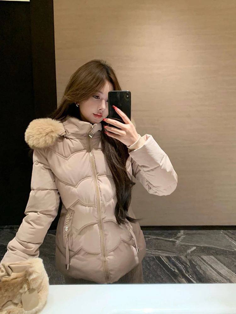 New Winter Jacket Women Parka Fashion Long Coat Wool Liner Hooded Parkas Slim With Fur Collar Warm Snow Wear Padded Clothes