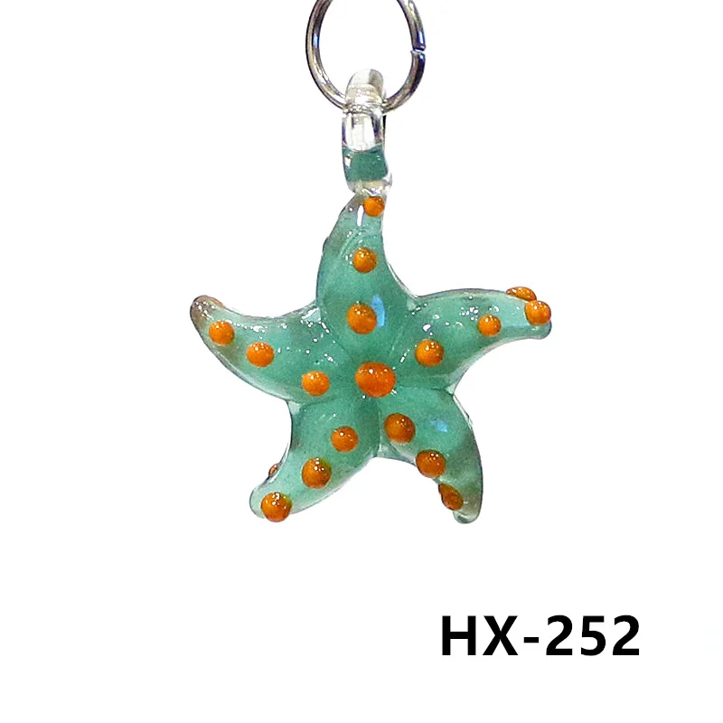 2 peças em miniatura Pingente de vidro de estrela do mar Adorável Estrela do mar Enfeites de animais marinhos Enfeites para jóias diy colar brincos pulseira para fazer acessórios ou suprimentos decorativos de aquário