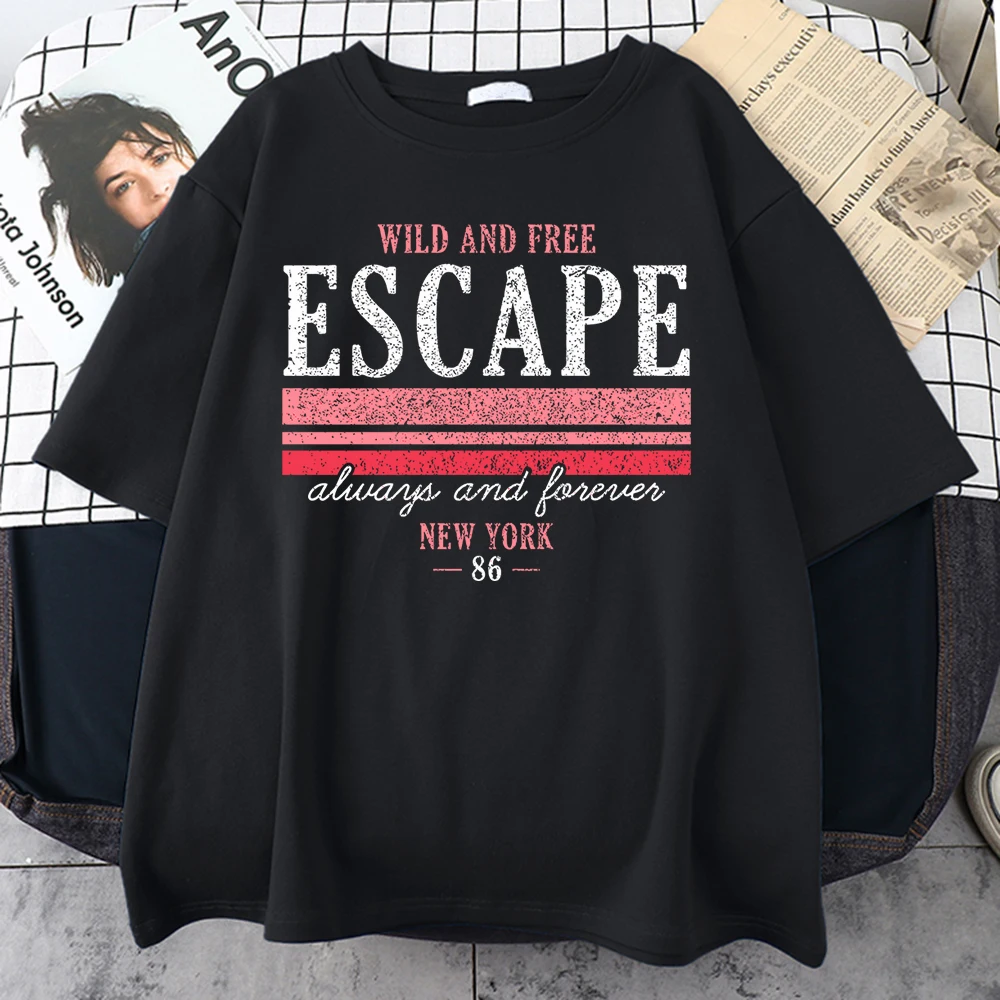 Wild And Free Escape New York 86 Cotton T-Shirts Harajuku Soft Tee Top Hip Hop Breathable T-Shirt Creativity Oversized T-Shirts