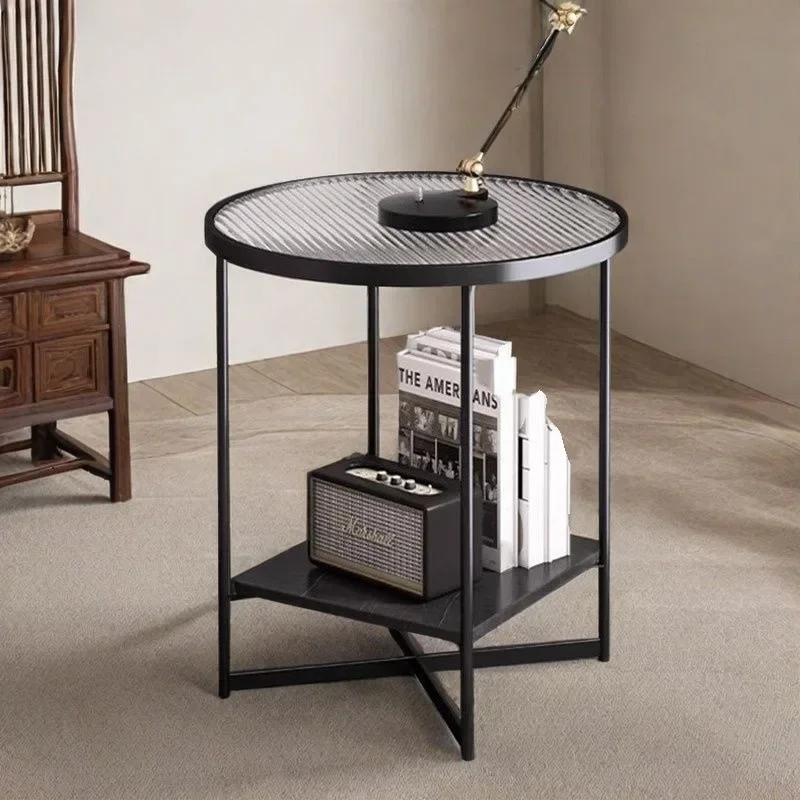 Simple modern light luxury round table small apartment coffee table living room home countertop wrought iron table