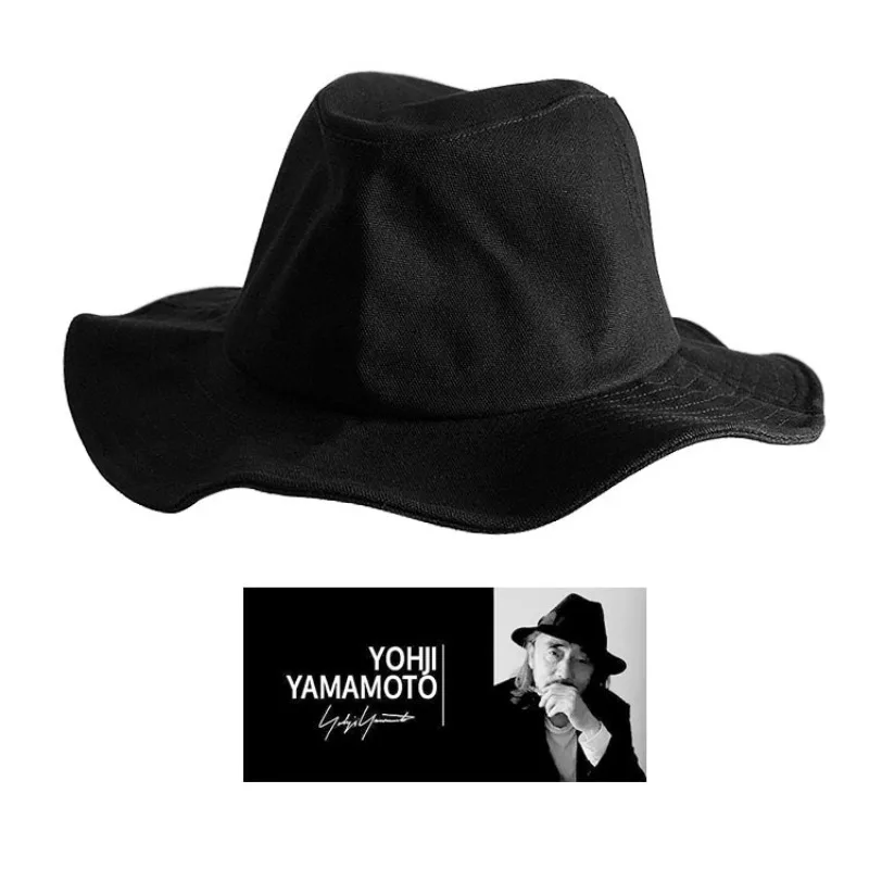 Japan  Yamamoto Big Head Black Bucket Hat Men Women  High Quality Cotton  Breathable  Wide Brim Sun Hat  Party Show  Cap