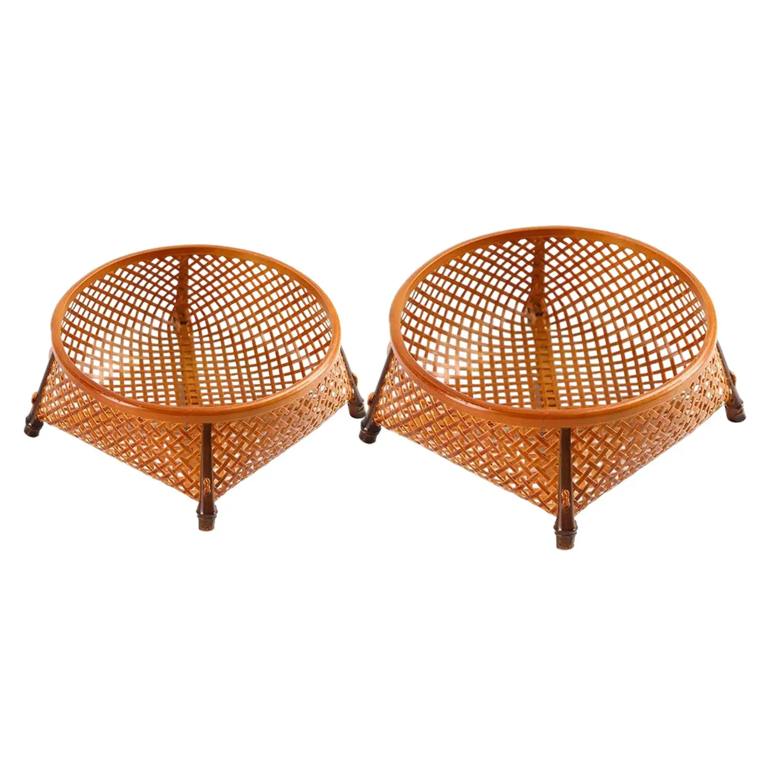 

Rattan Basket Wicker Basket Organizer Hand Woven Tray Woven Bowl Serving Tray for Fruits Snacks Vegetables Hotel Dinning Room