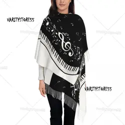Custom Piano Keys Musical Notes Scarf Wrap Women Long Winter Warm Tassel Shawl Unisex Scarves